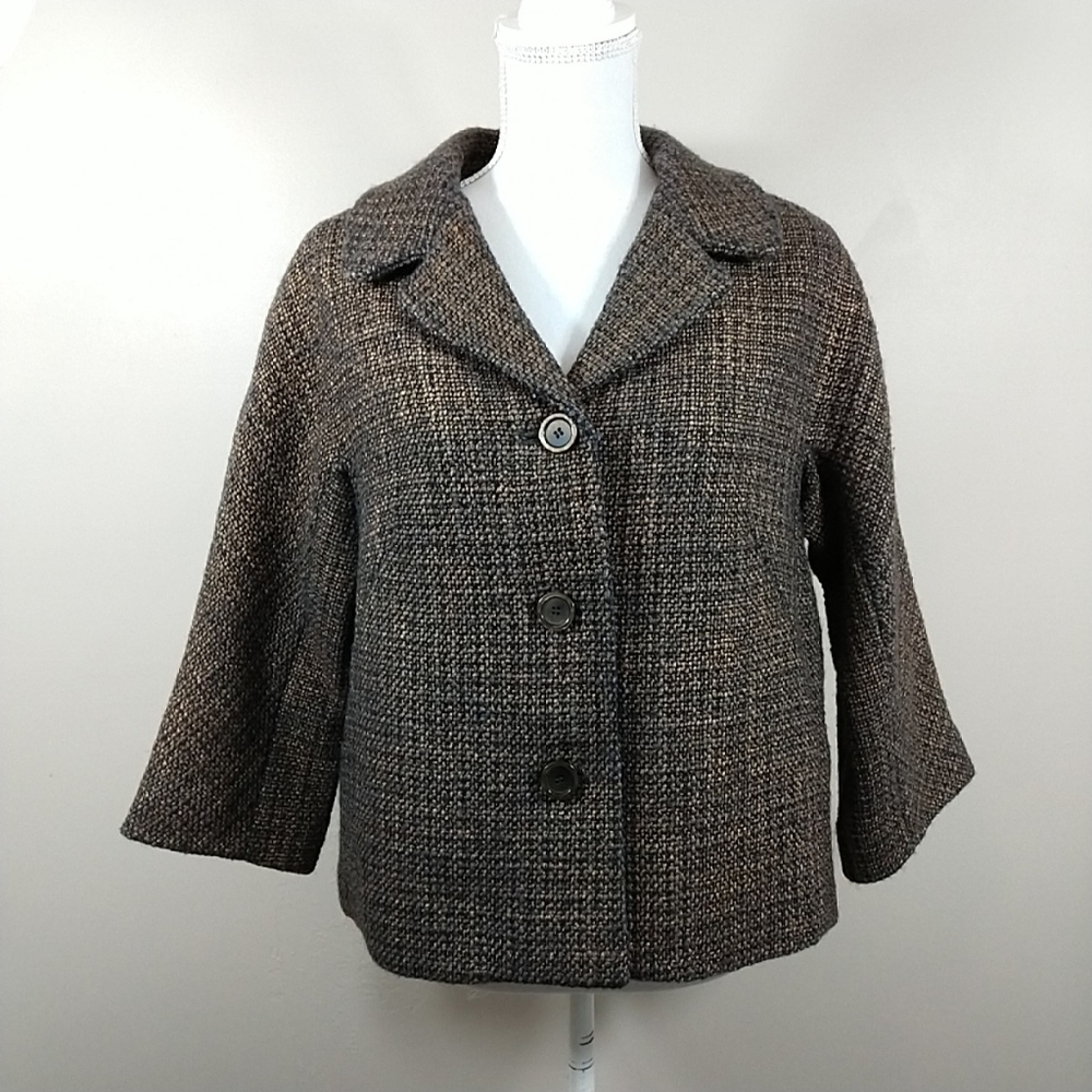 Talbots Tweed 3 Button Blazer Size 14 Petite